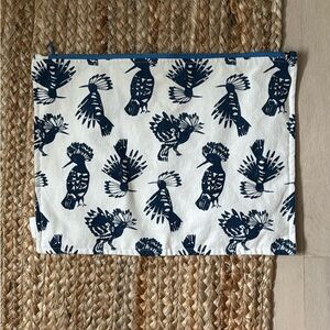 Blue and White Bird Print Clutch
